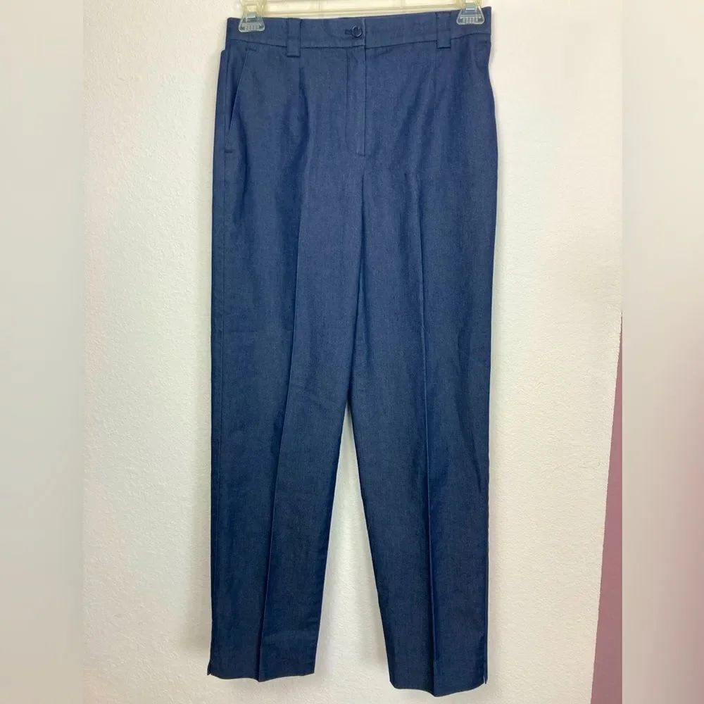 Talbots NWOT dark chambray high waist slim trousers - Picture 3 of 10